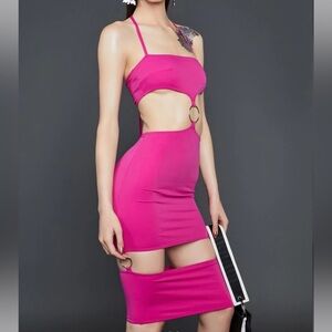 POSTER GIRL Hot Pink Cutout Bodycon Dress